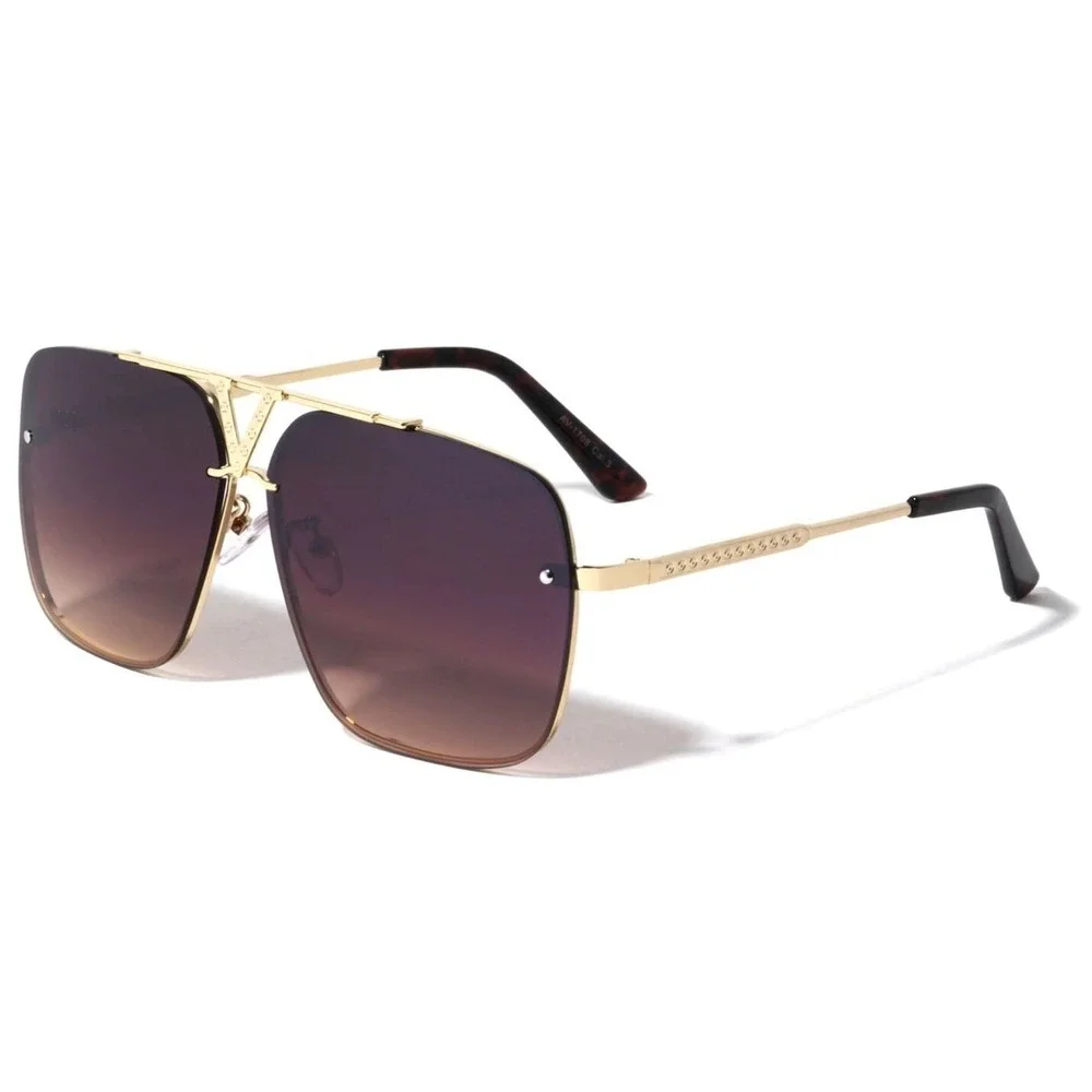 Men Sunglasses Designer‎ Fashion Style Outdoor Driving Style Luxury Flat Brown